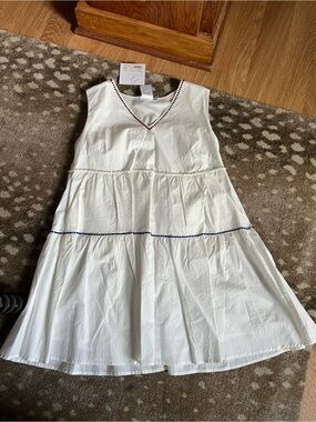 QUEEN OF SPARKLES White American Flag Sleeveless Tiered Mini Dress